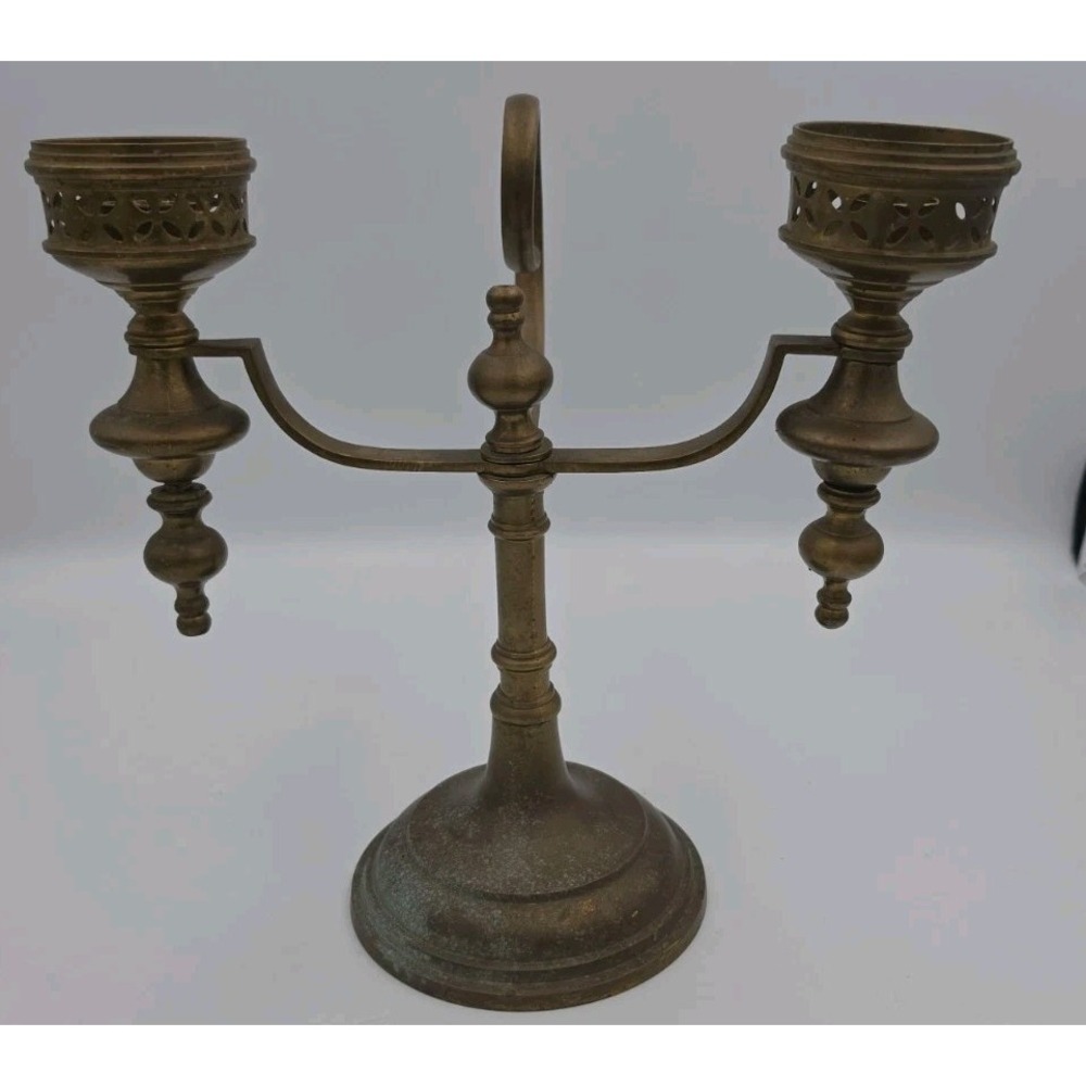VTG Antique GATCO Solid Brass Chamber Candle Holder Swirl Handle Candelabra